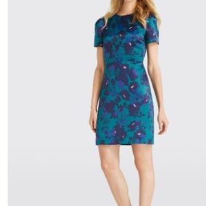 Draper James Floral Teal Blue Floral Dress Polyester Sz 8. Midi